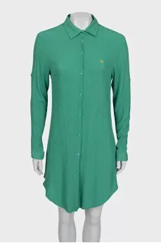 Green logo shirt dress
