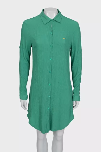 Green logo shirt dress