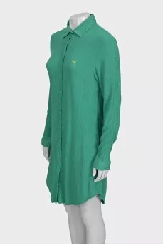 Green logo shirt dress