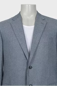 Men's light blue wool jacket with a small print