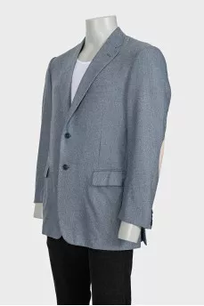 Men's light blue wool jacket with a small print