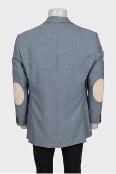 Men's light blue wool jacket with a small print