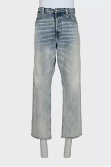 Men's light blue loose fit jeans