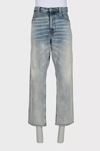 Men's light blue loose fit jeans