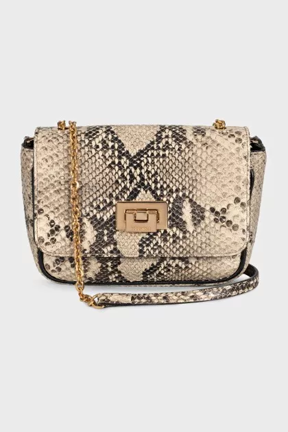 Leather bag with animal print
