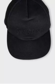 Black cap with brand logo