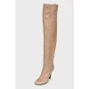 Beige leather booties