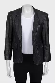 Leather jacket with pockets