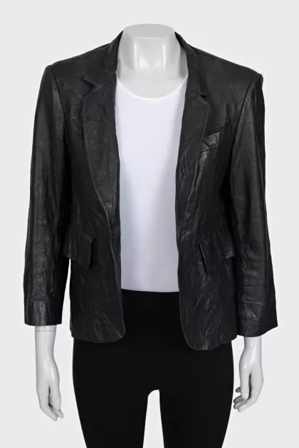 Leather jacket with pockets