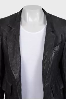 Leather jacket with pockets
