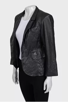 Leather jacket with pockets