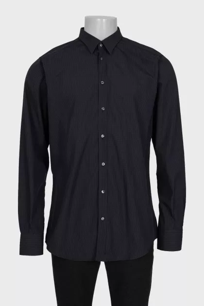 Men's shirt with black checkered print