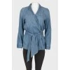 Denim cardigan with belt