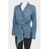 Denim cardigan with belt