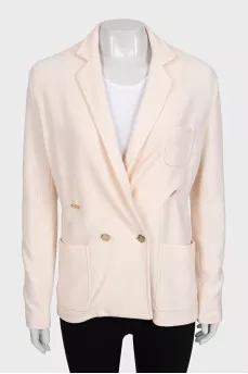 Beige double-breasted wool jacket