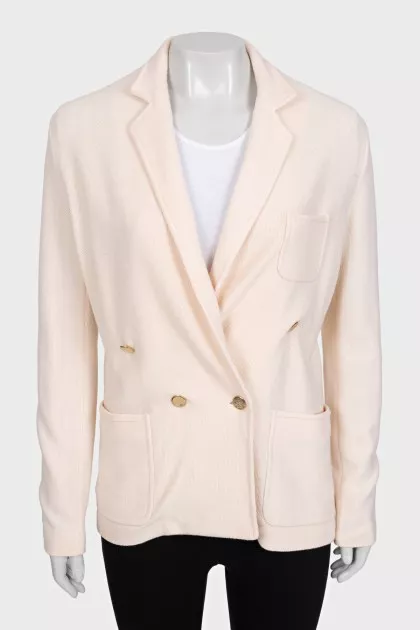 Beige double-breasted wool jacket