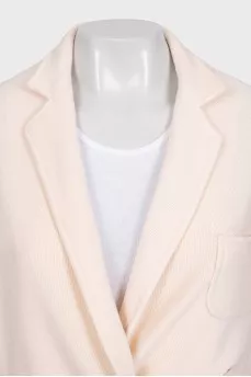Beige double-breasted wool jacket