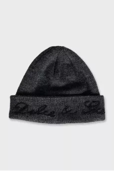Knitted hat with embroidered logo