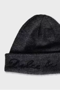 Knitted hat with embroidered logo