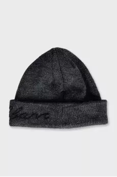 Knitted hat with embroidered logo