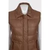 Brown quilted leather vest
