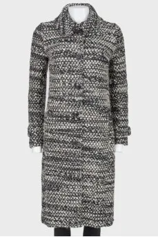 Black and white wool coat