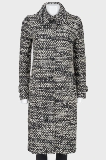 Black and white wool coat