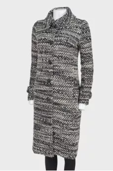 Black and white wool coat