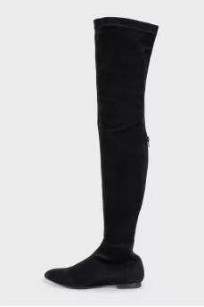 Suede over-the-knee boots with a back zip