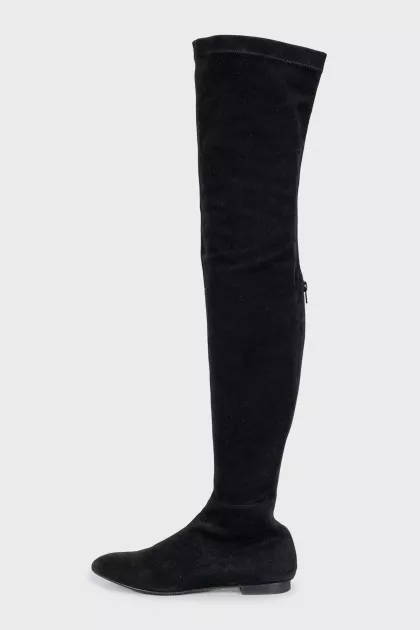 Suede over-the-knee boots with a back zip