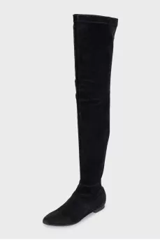 Suede over-the-knee boots with a back zip