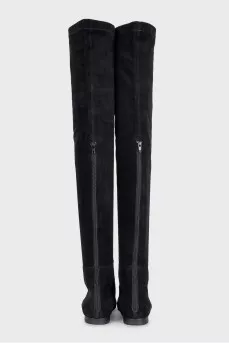 Suede over-the-knee boots with a back zip