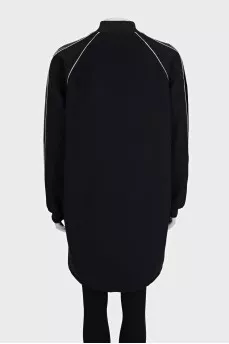 Long cardigan with patent leather inserts
