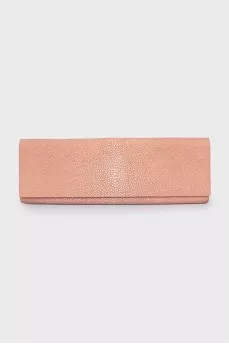Rectangular leather clutch with magnetic clasp