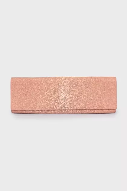 Rectangular leather clutch with magnetic clasp