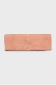 Rectangular leather clutch with magnetic clasp