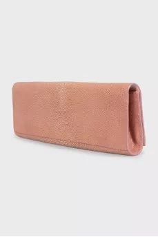 Rectangular leather clutch with magnetic clasp