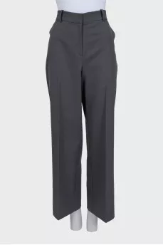 Wide-leg classic grey high-waist trousers