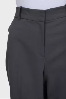 Wide-leg classic grey high-waist trousers