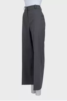 Wide-leg classic grey high-waist trousers