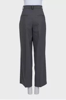 Wide-leg classic grey high-waist trousers