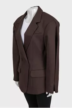 Brown double-breasted jacket with tag