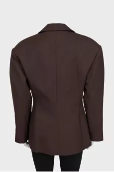 Brown double-breasted jacket with tag