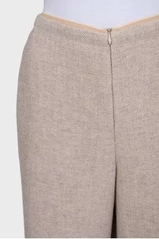 Beige wide-leg trousers with a zipper