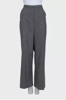 High-waisted grey wide-leg trousers