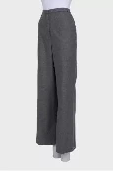 High-waisted grey wide-leg trousers