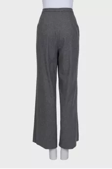 High-waisted grey wide-leg trousers