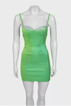 Bodycon mini dress decorated with rhinestones