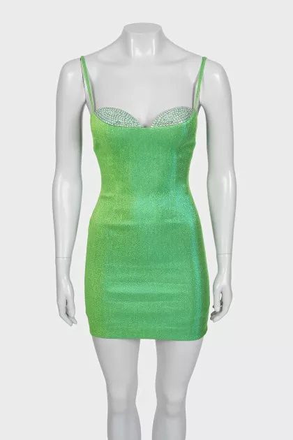 Bodycon mini dress decorated with rhinestones