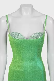 Bodycon mini dress decorated with rhinestones